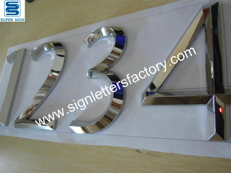 Fabricated 3D polished mirror stainless steel sign letters and numbers